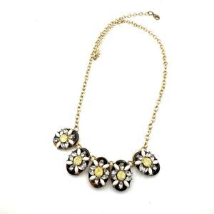 Beautiful Dainty Fashion Rhinestones Flowers Gold Tone Chain Necklace 18"